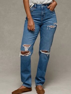 Zara Classic High-Rise Distressed Straight Jeans - size 6